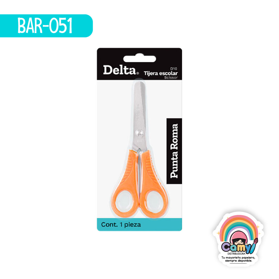 BAR-051 TIJERA DELTA ESCOLAR ACERO INOXIDABLE D10 BARRILITO
