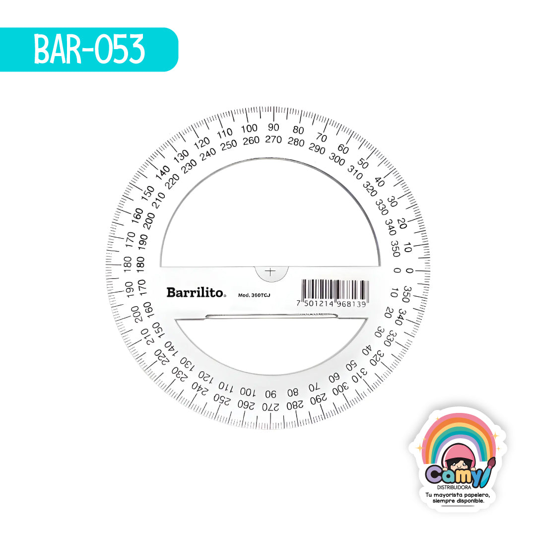 BAR-053 TRANSPORTADOR BARRILITO 360Â° CAJA C/25 360TCJ