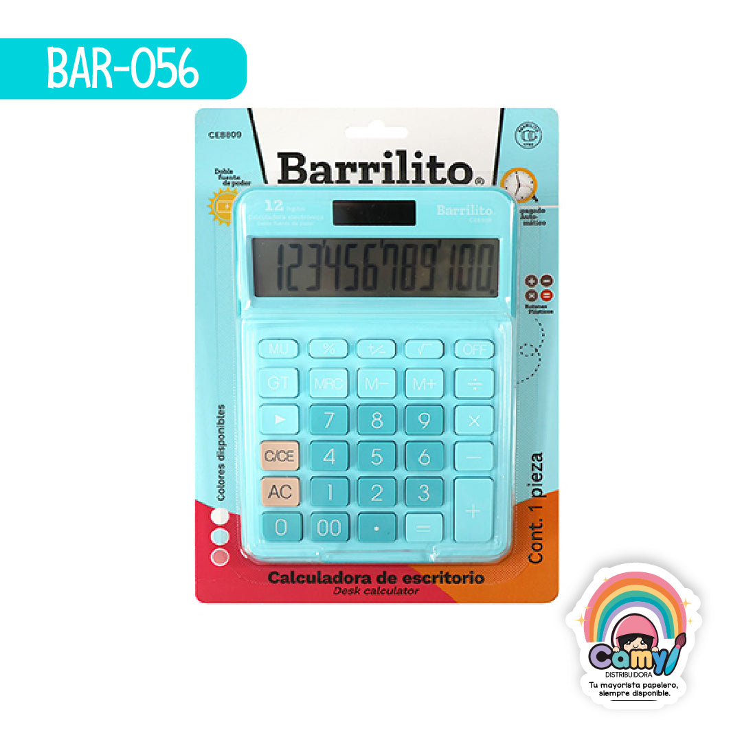 BAR-056 CALCULADORA ESCRITORIO DE COLORES CE8809 BARRILITO