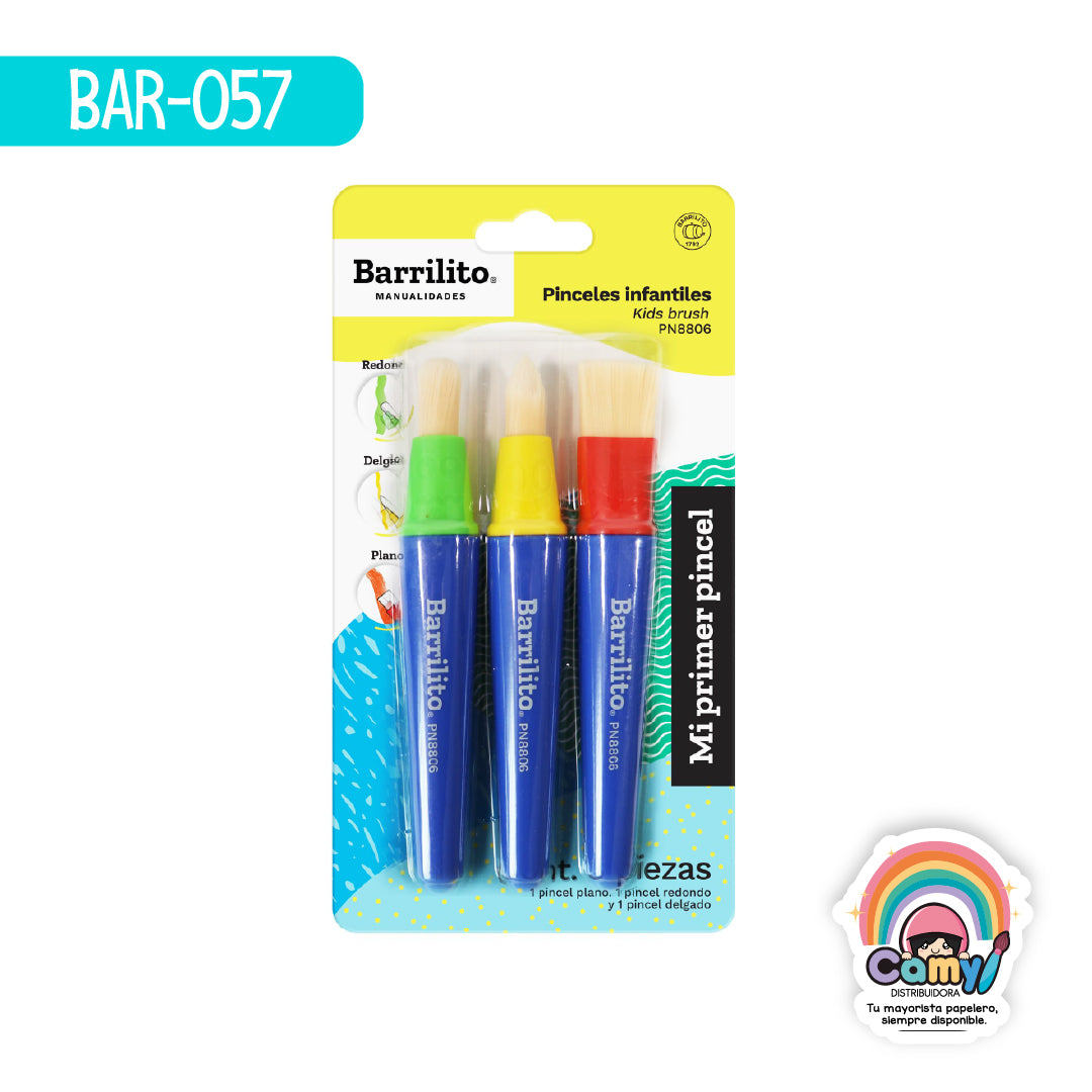 BAR-057 JUEGO DE 3 PINCELES PARA NIÃ‘OS PN8806 ACCO