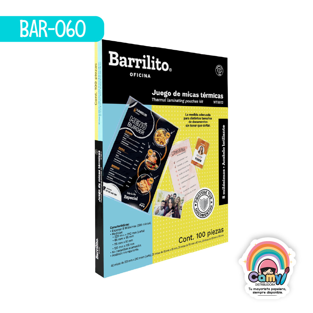 BAR-060 JUEGO DE MICAS TÉRMICAS BARRILITO MT8812 ACCO
