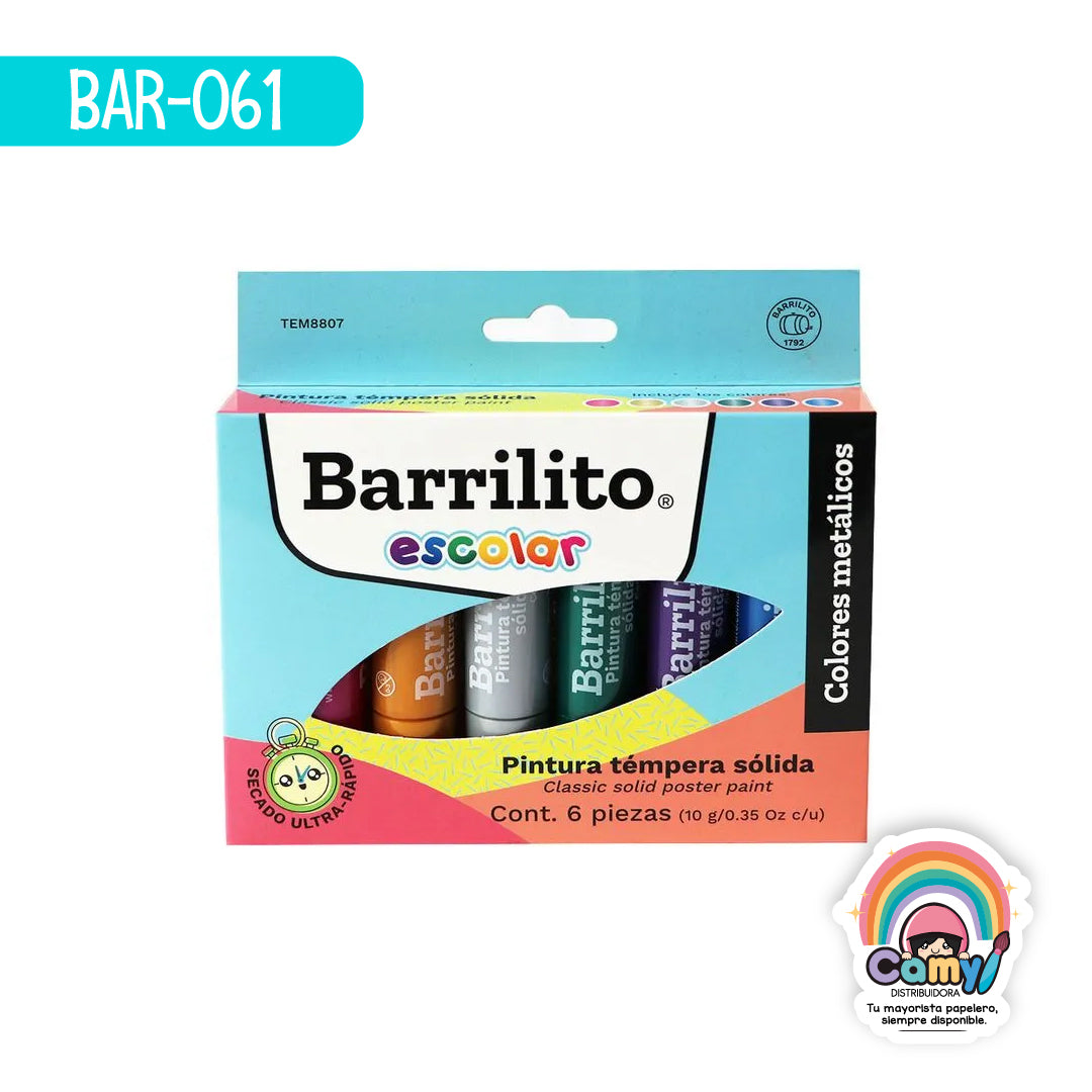 BAR-061 PINTURA TÉMPERA SÓLIDA METÁLICA TEM8807 BARRILITO