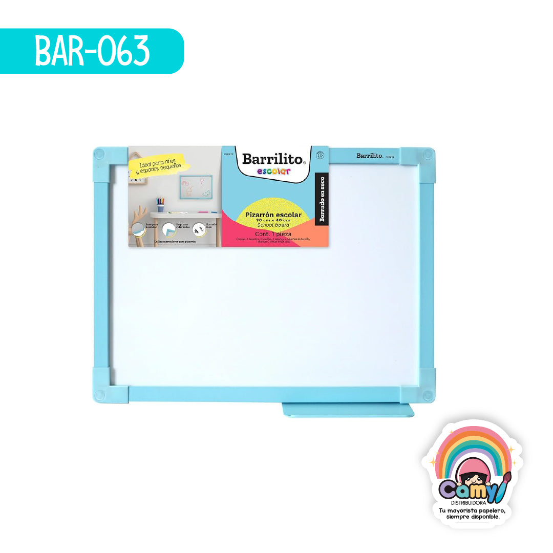 BAR-063 PIZARRÓN ESCOLAR 30X40 CM M/ AZUL PE8813 BARRILITO