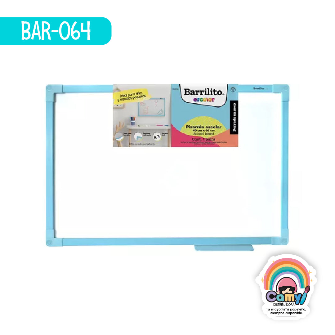 BAR-064 PIZARRÓN ESCOLAR 40X60 CM M/ AZUL PE8815 BARRILITO