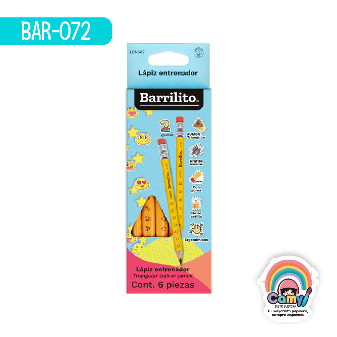 BAR-072 LÁPIZ ENTRENADOR BARRILITO CARITAS C/6