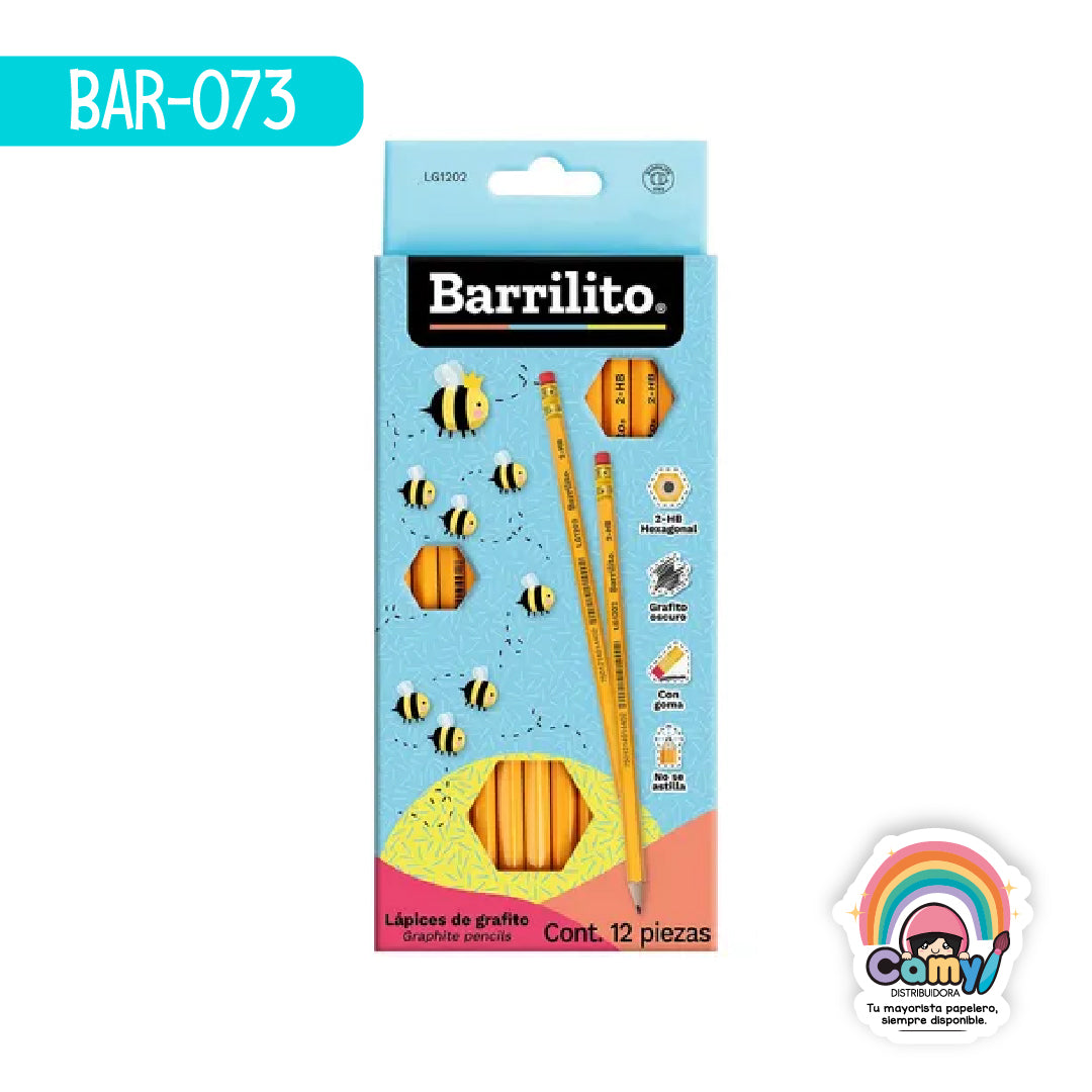 BAR-073 LÁPIZ DE GRAFITO BARRILITO  2-HB CAJA C/12