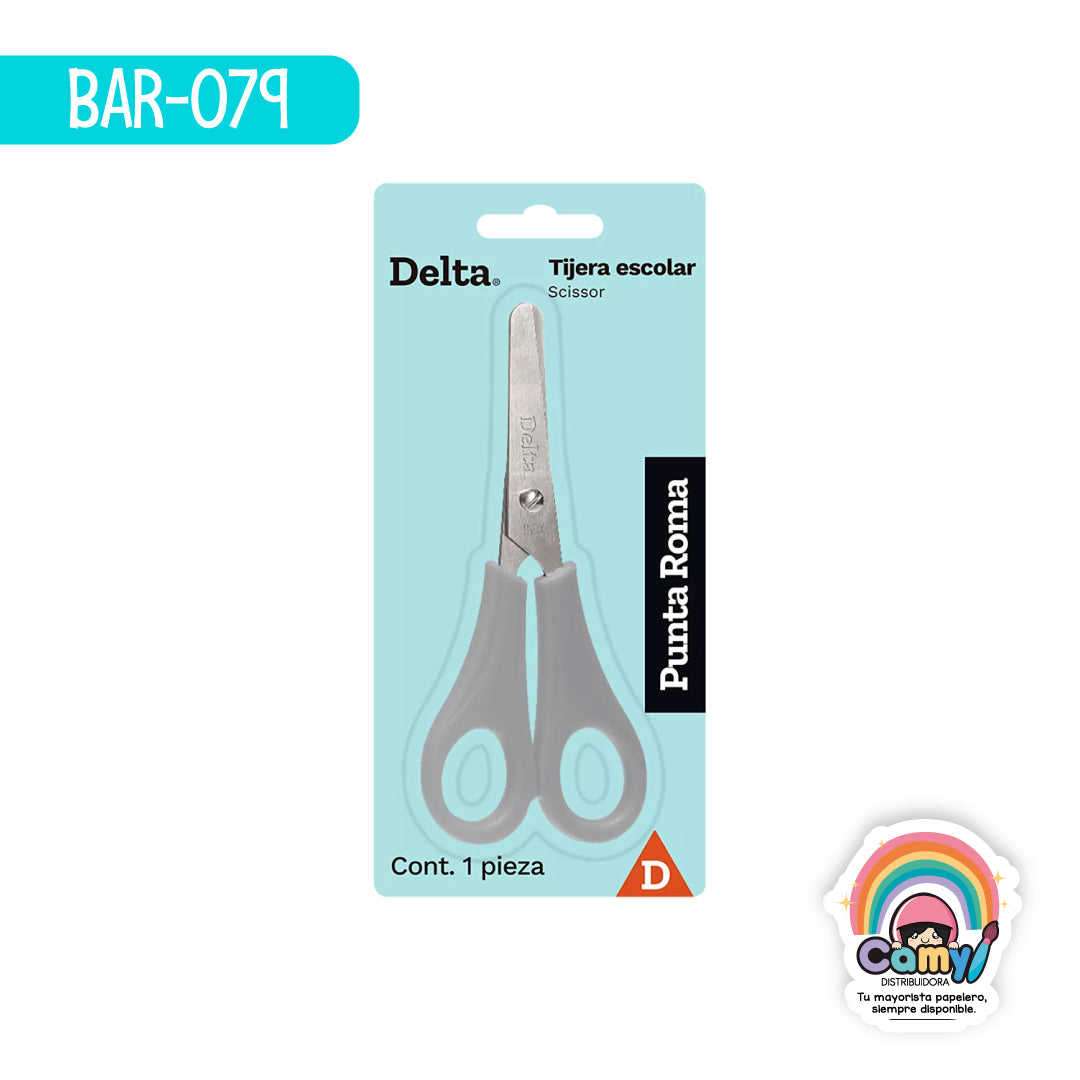 BAR-079 TIJERA DELTA ESCOLAR ACERO INOXIDABLE D15