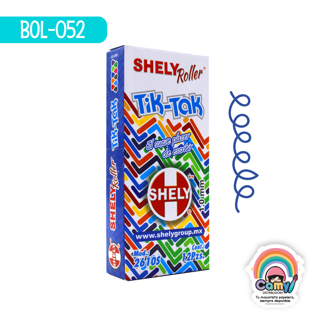 BOL-052 BOL SHELY TIK-TAK ROLLER RETRACTIL AZUL C/12