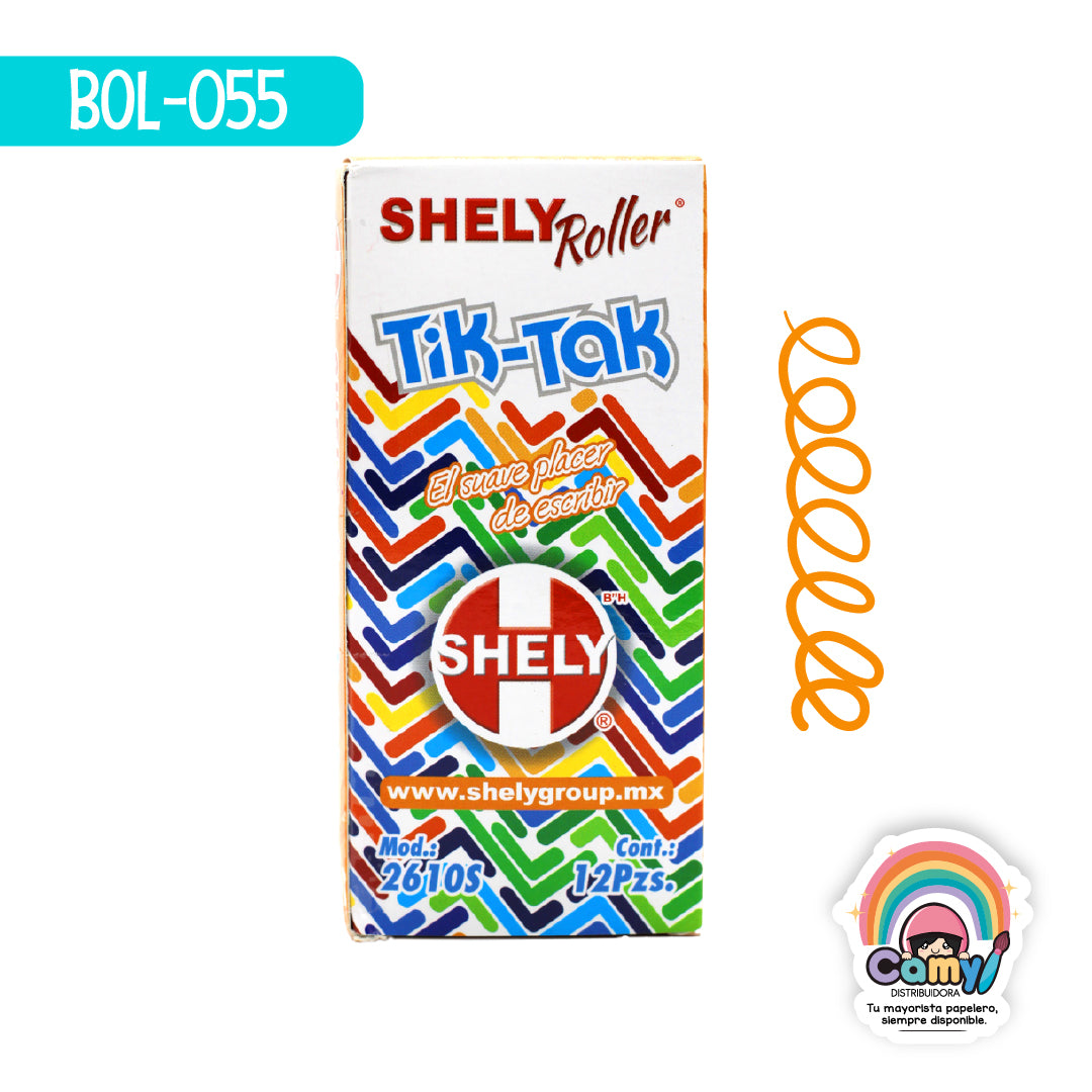BOL-055 BOL SHELY TIK-TAK ROLLER RETRACTIL NARANJA C/12