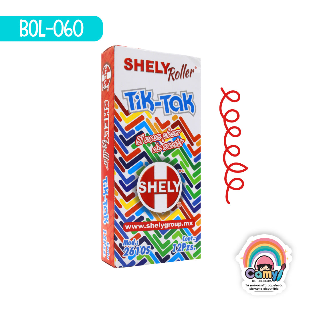 BOL-060 BOL SHELY TIK-TAK ROLLER RETRACTIL ROJO C/12