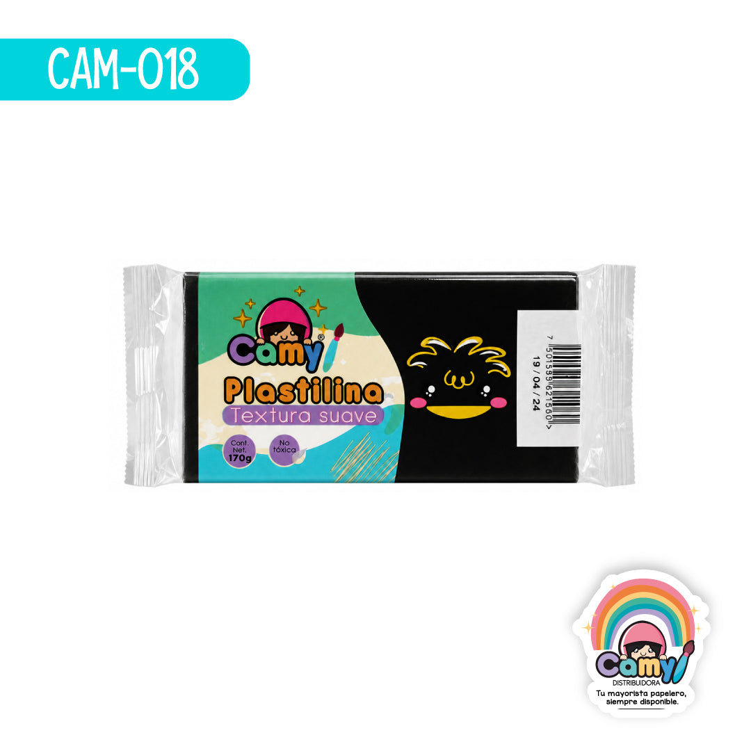 CAM-018 PLASTILINA CAMY BARRA 170 G NEGRO