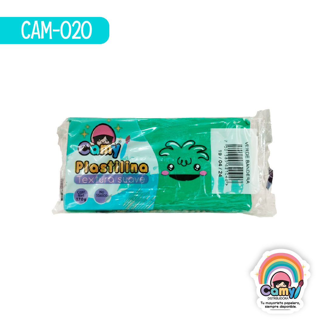 CAM-020 PLASTILINA CAMY BARRA 170 G VERDE BANDERA