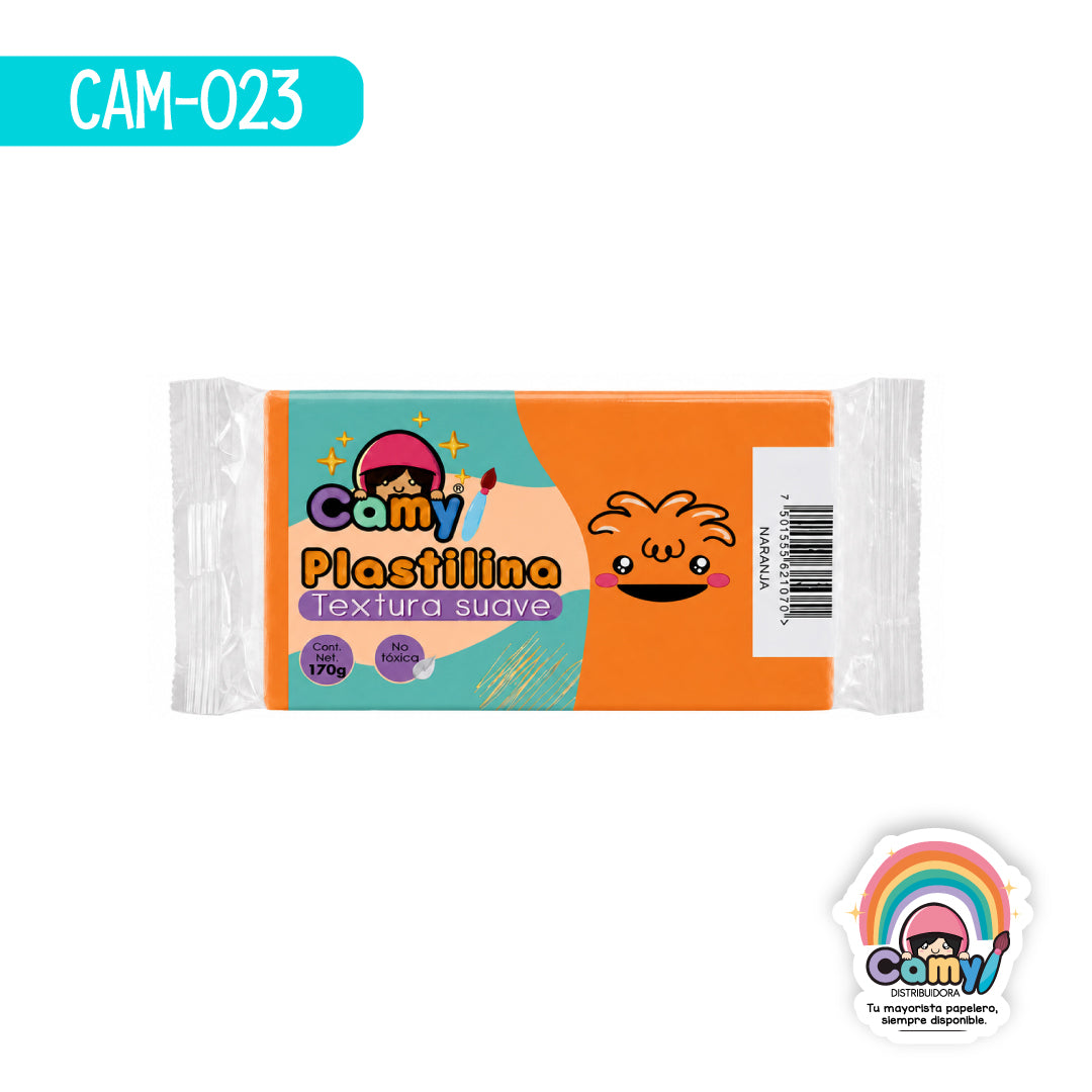 CAM-023 PLASTILINA CAMY BARRA 170 G NARANJA