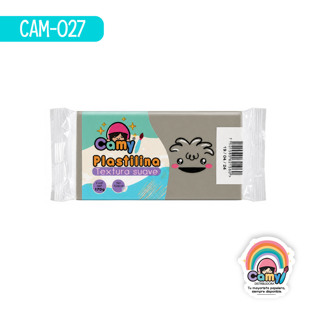 CAM-027 PLASTILINA CAMY BARRA 170 G GRIS