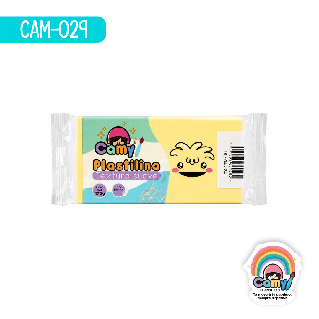 CAM-029 PLASTILINA CAMY BARRA 170 G AMARILLO PASTEL
