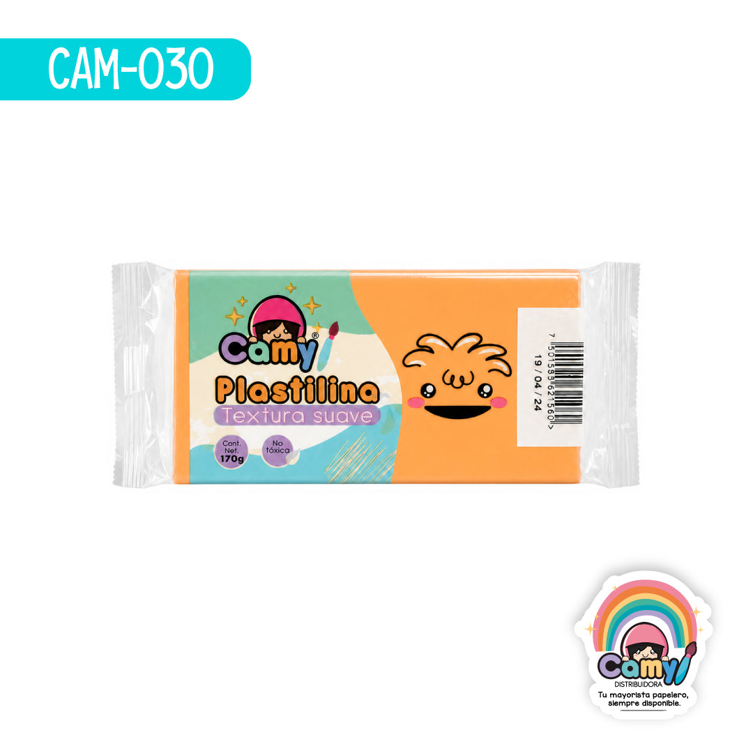 CAM-030 PLASTILINA CAMY BARRA 170 G NARANJA PASTEL