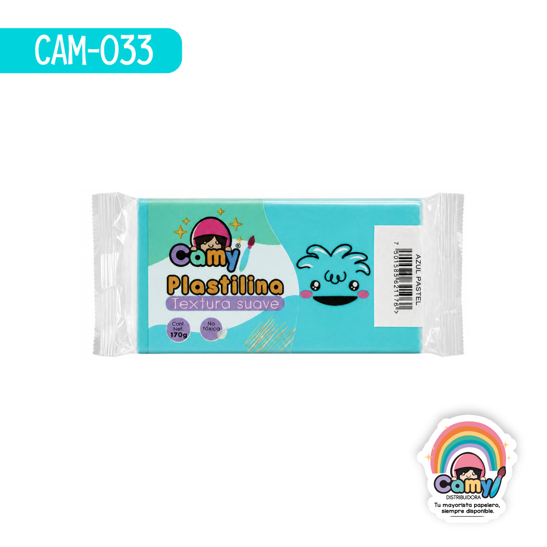 CAM-033 PLASTILINA CAMY BARRA 170 G AZUL PASTEL