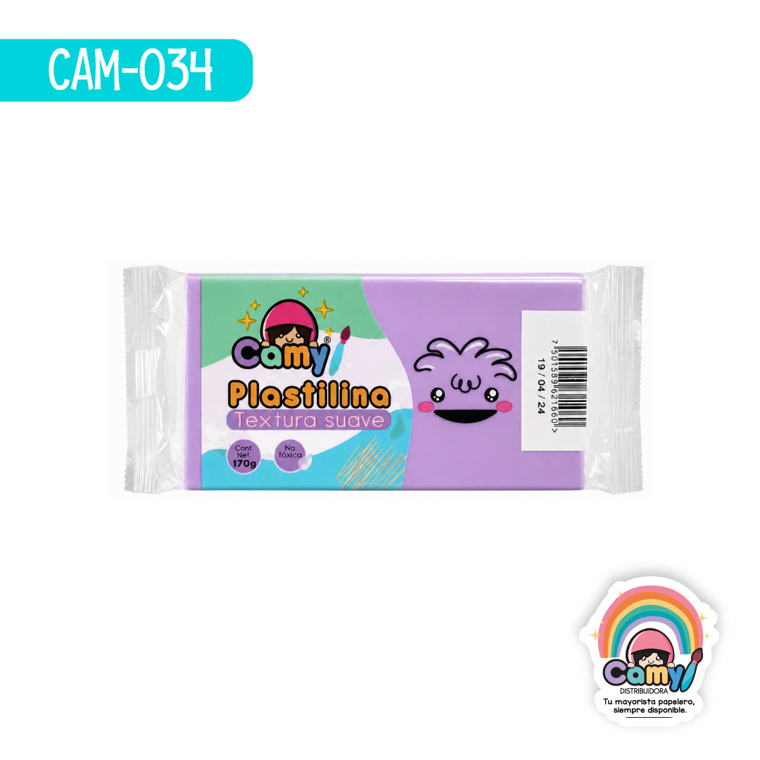 CAM-034 PLASTILINA CAMY BARRA 170 G LILA PASTEL