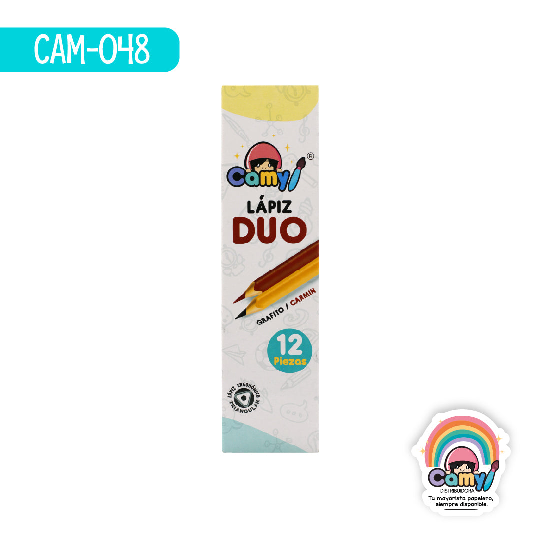 CAM-048 LPZ TRIANG DUO CAMY C/12 GRAFITO/ROJO  DELGADO