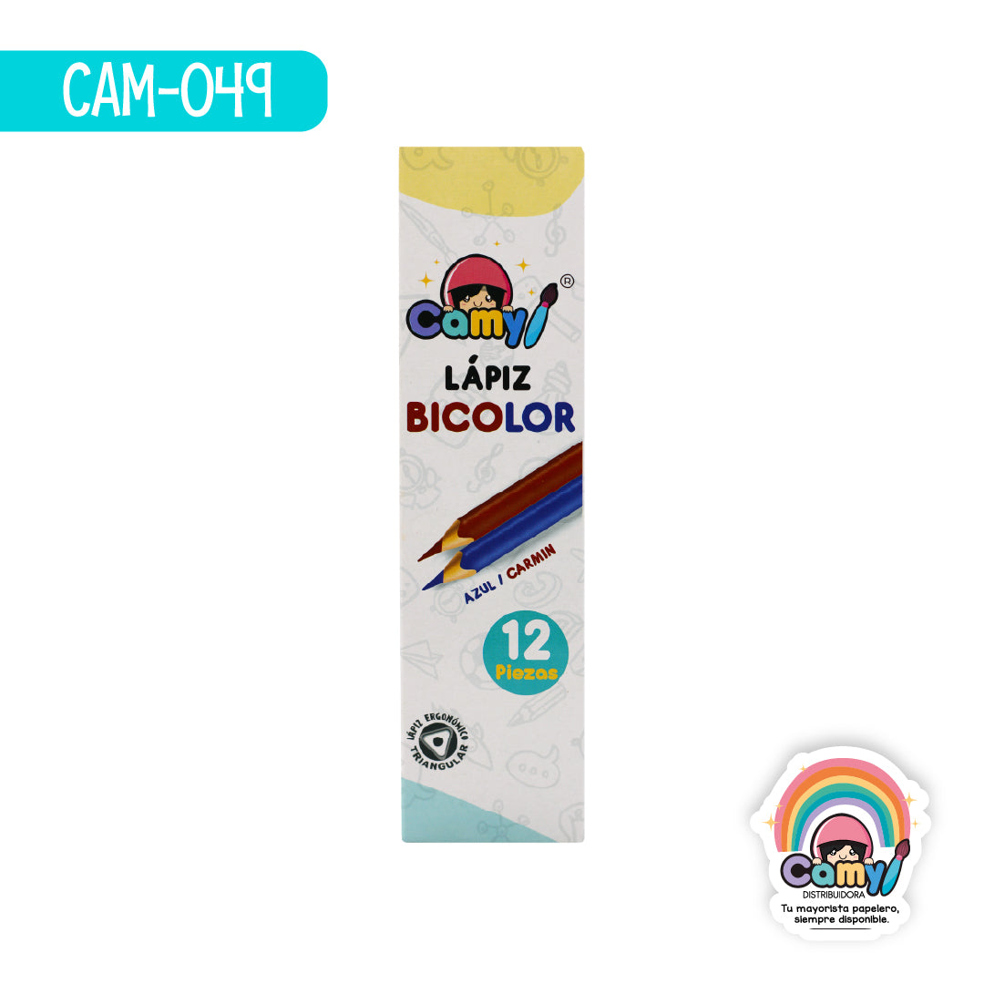 CAM-049 LPZ BICOLOR CAMY DELGADO C/12 ROJO/AZUL