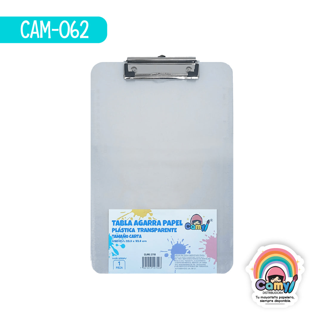 CAM-062 TABLA CAMY PLASTICO AGARRA PAPEL CARTA
