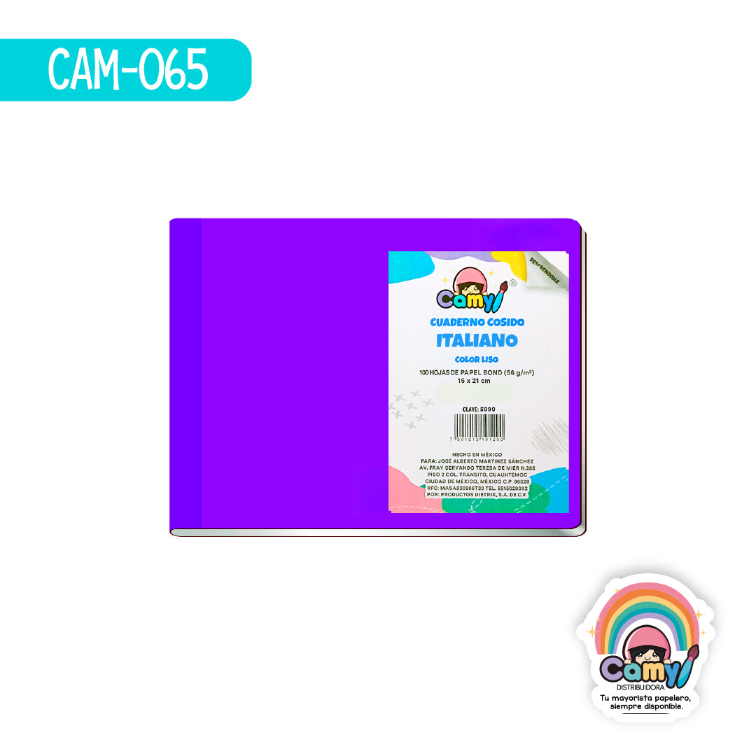 CAM-065 CUADERNO COSIDO CAMY ITALIANO C/100 7MM