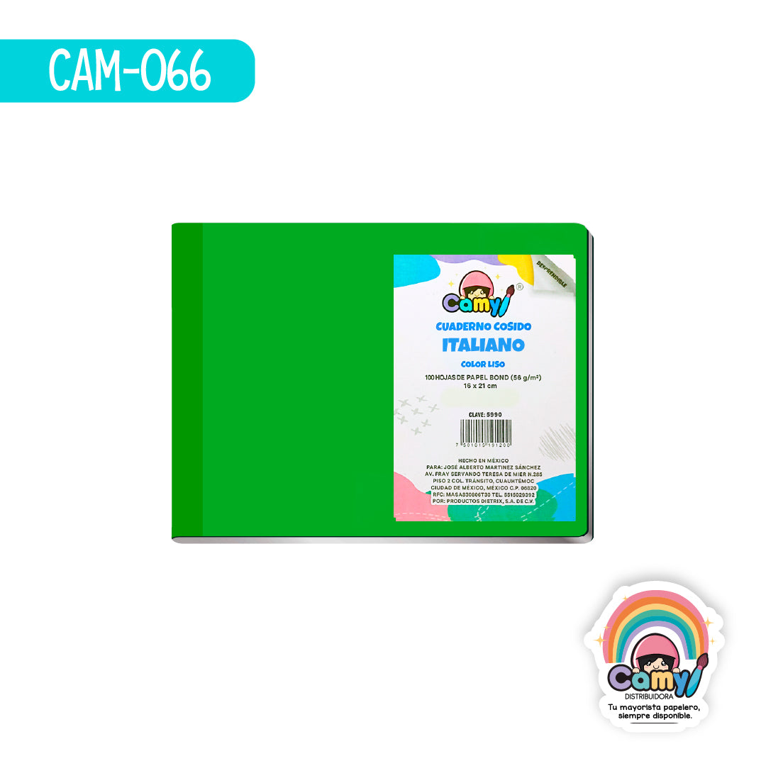 CAM-066 CUADERNO COSIDO CAMY ITALIANO C/100 RAYA