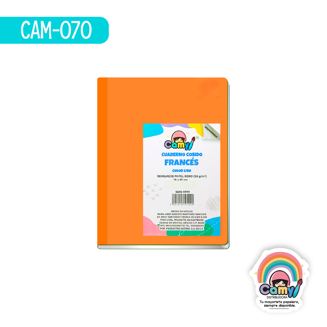 CAM-070 CUADERNO COSIDO CAMY FRANCES C/100 7MM