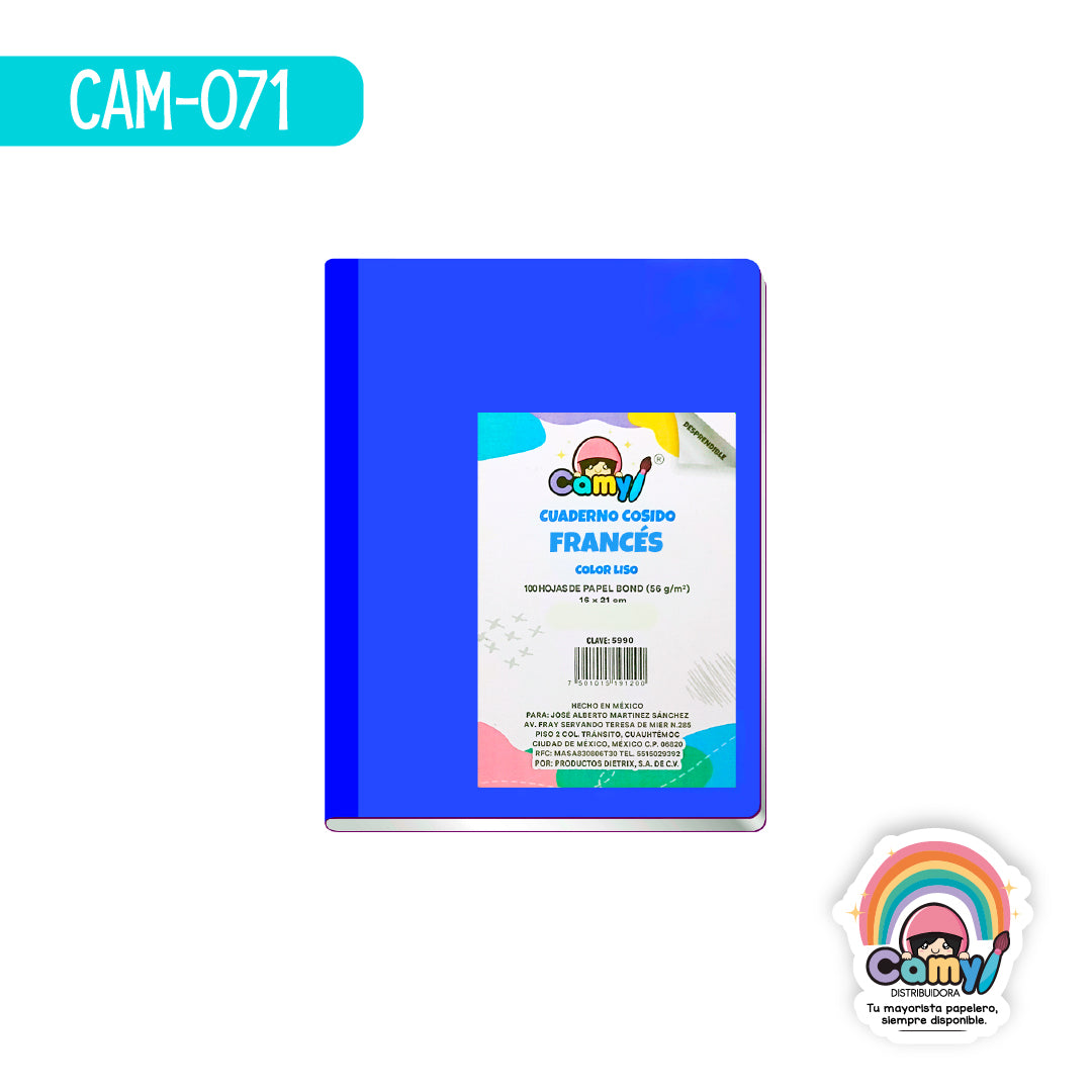 CAM-071 CUADERNO COSIDO CAMY FRANCES C/100 RAYA