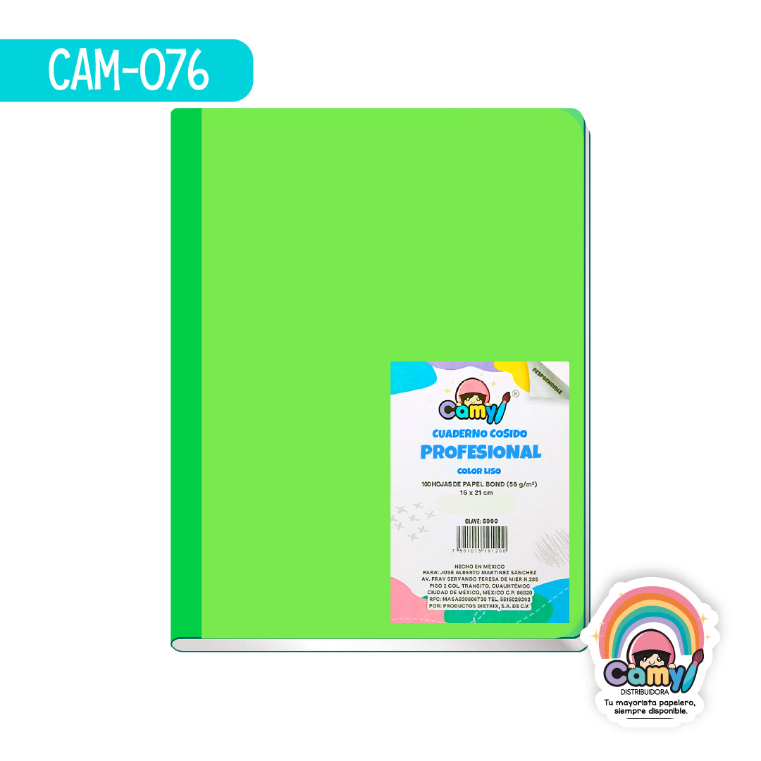 CAM-076 CUADERNO COSIDO CAMY PROFESIONAL C/100 DOBLE RAYA