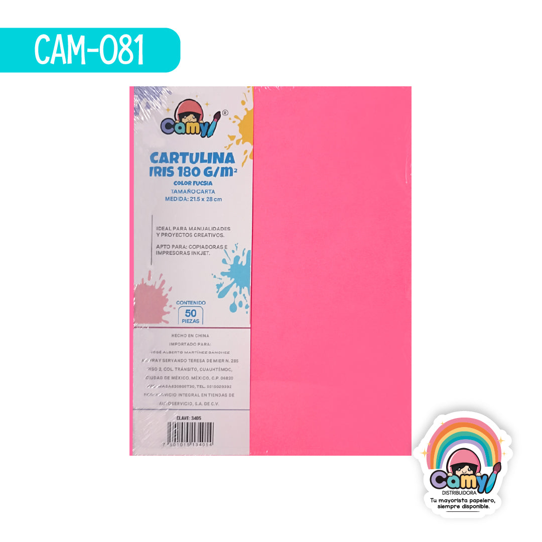 CAM-081 CARTULINA CARTA CAMY FUCSIA 180GR 50H