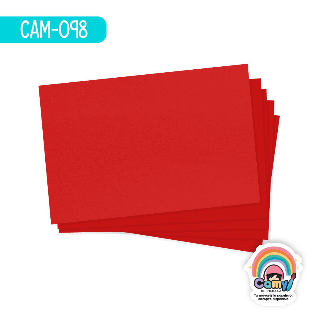 CAM-098 CARTULINA 50X65 CAMY ROJO 180GR 25H