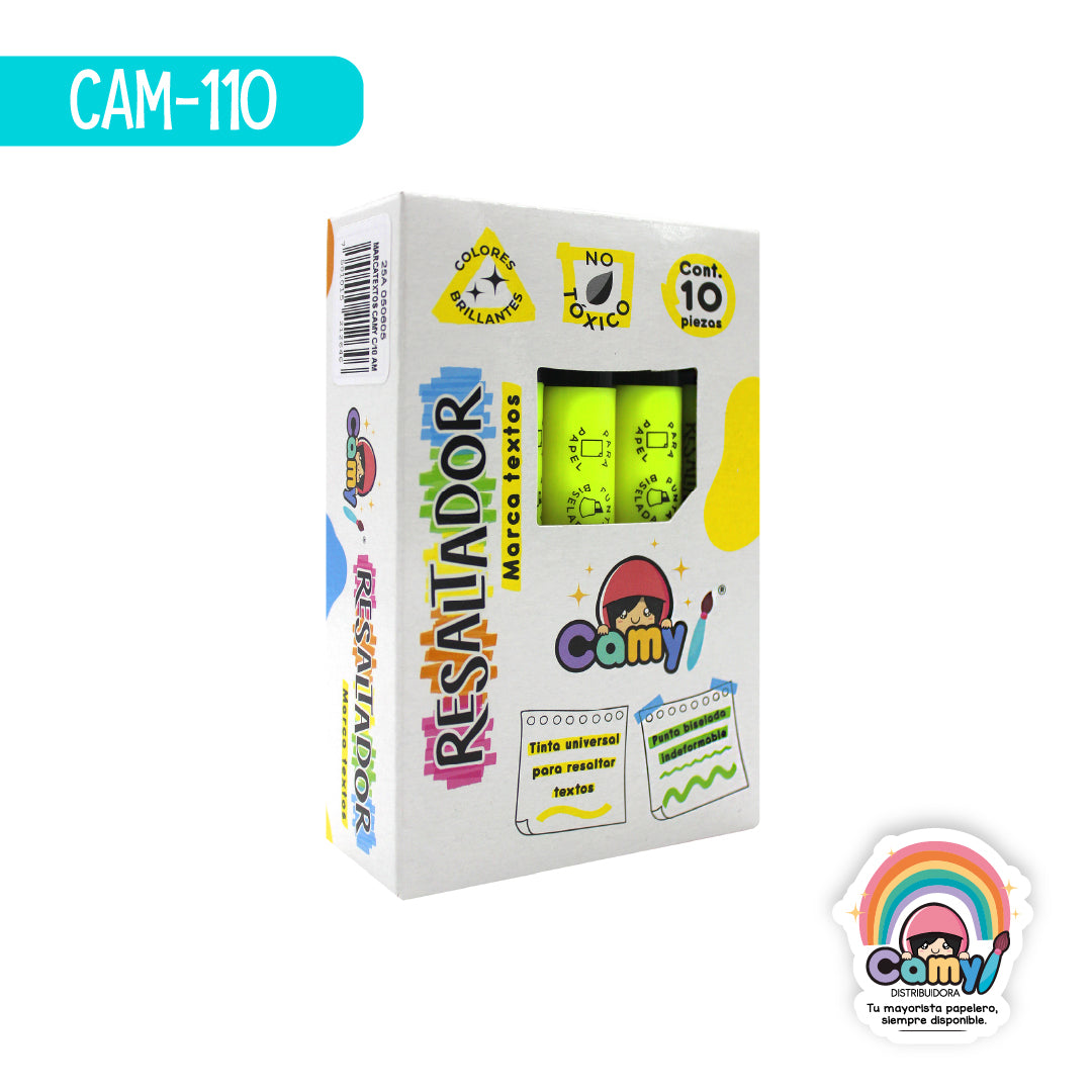 CAM-110 MARCATEXTOS CAMY CAJA C/10 AMARILLO