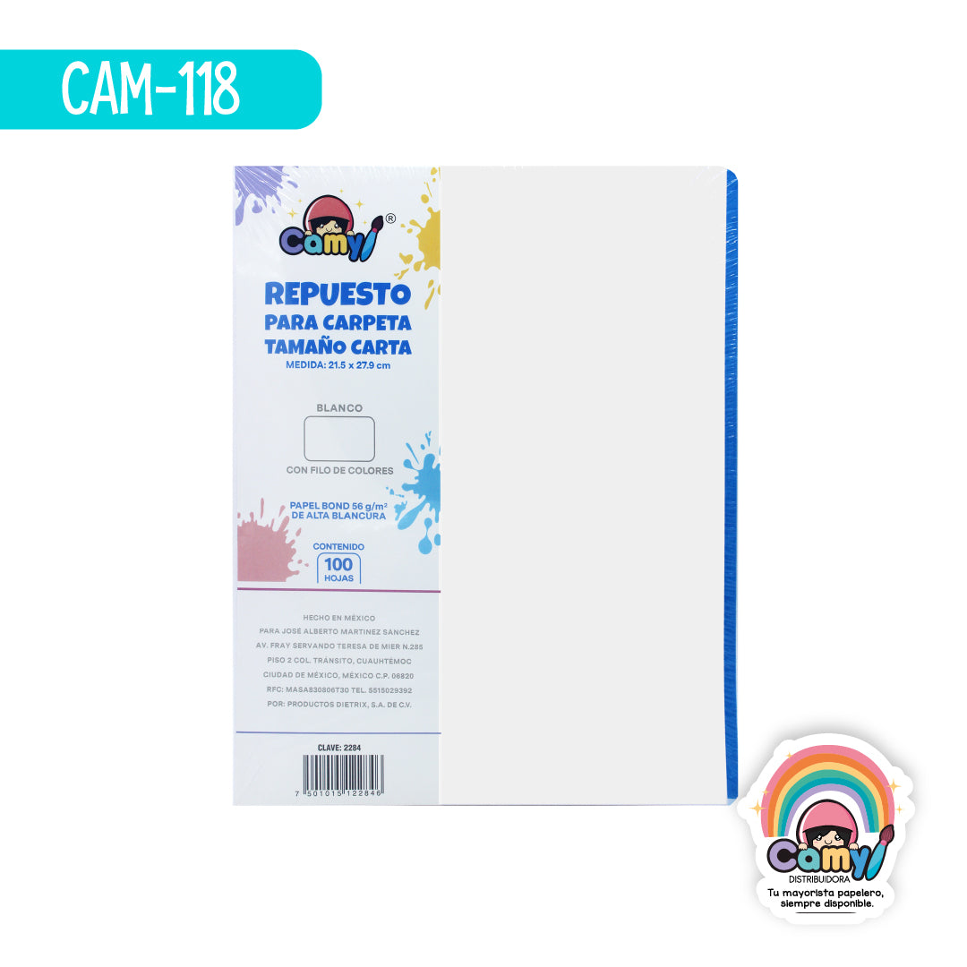 CAM-118 REPUESTO PARA CARPETA T/CARTA CAMY BCA