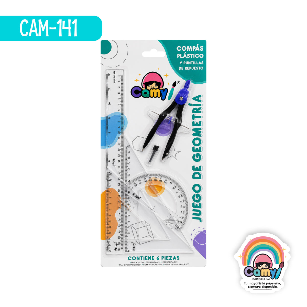 CAM-141 JGO DE GEOMETRIA CAMY TRANSPARENTE (NUEVO)