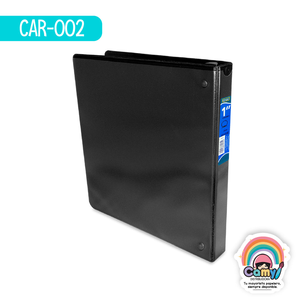 CAR-002 CARPETA KINERA O-1 CARTA NEGRO C/CRISTAL AZOR