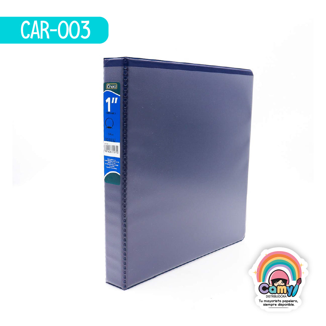CAR-003 CARPETA KINERA O-1 CARTA AZUL C/CRISTAL AZOR