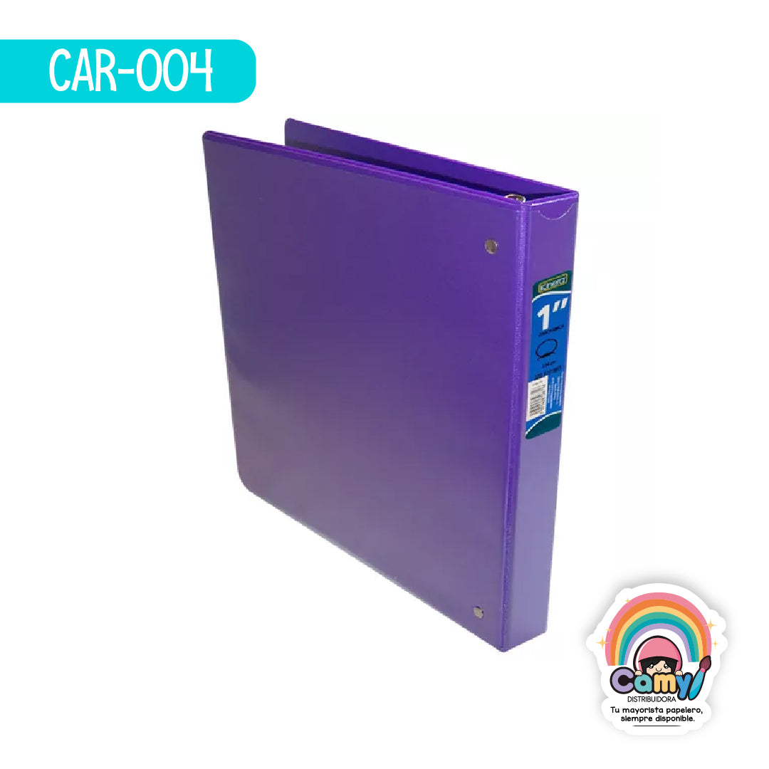 CAR-004 CARPETA KINERA O-1 CARTA MORADO C/CRISTAL AZOR