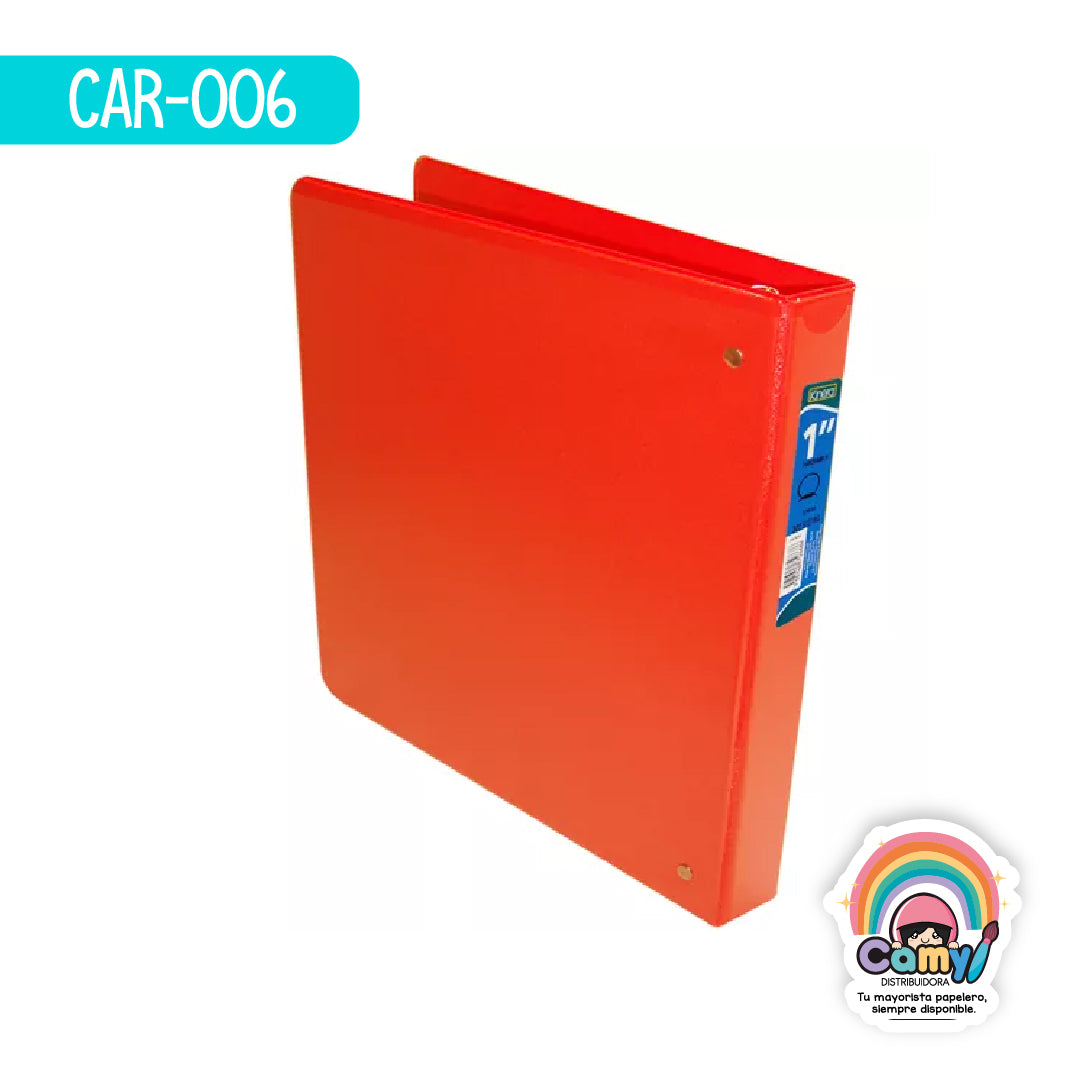 CAR-006 CARPETA KINERA O-1 CARTA NARANJA C/CRISTAL AZOR