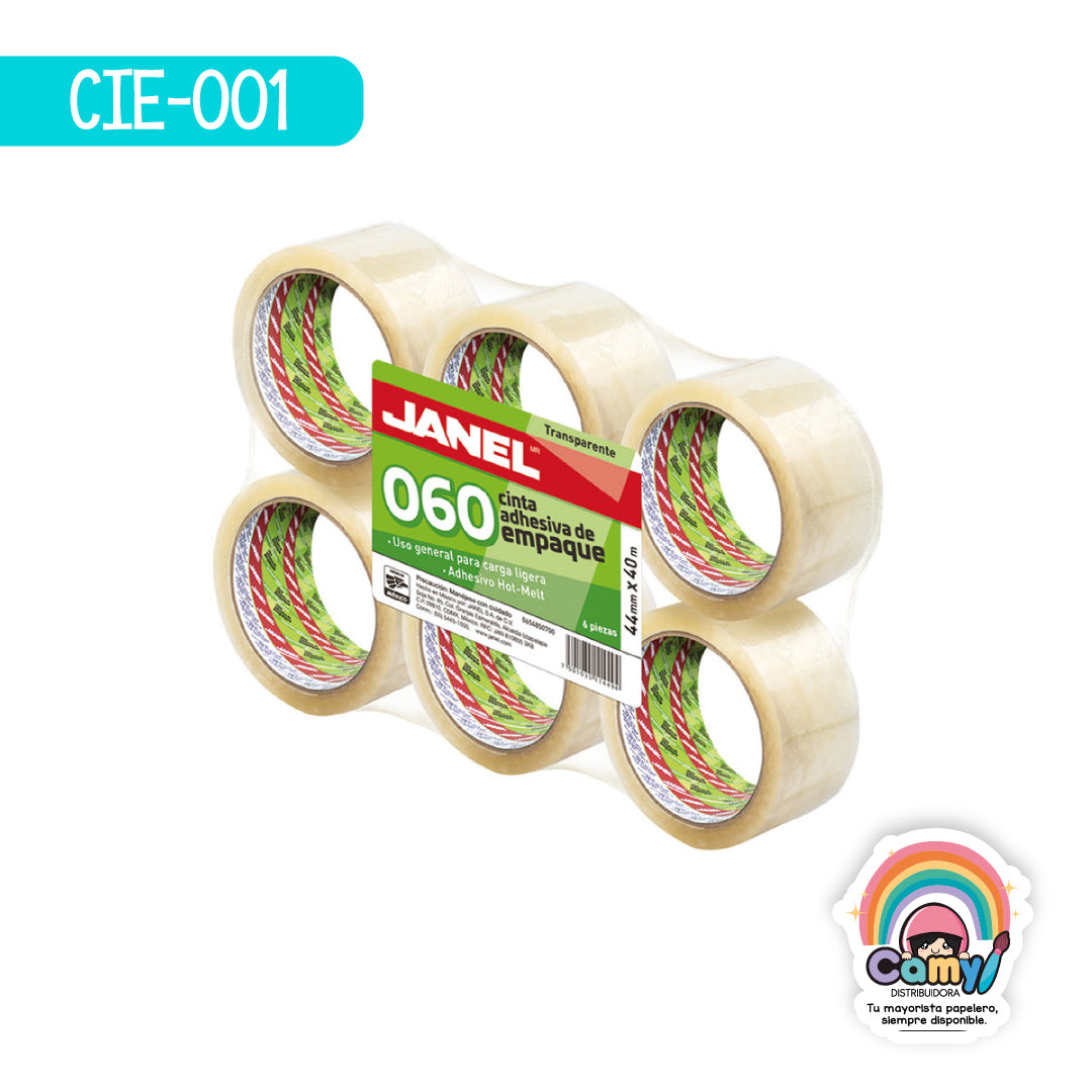 CIE-001 CINTA JANEL TRANSP DE 44X40MTS C/6 PZS.