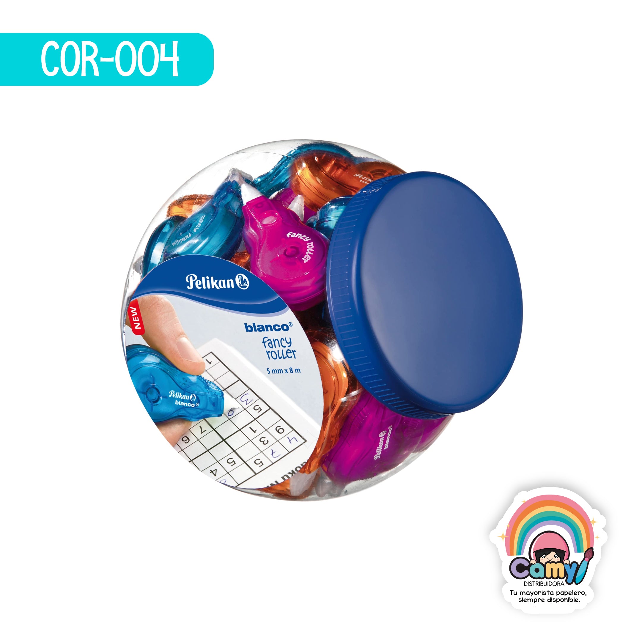 COR-004 CORRECTOR DE CINTA BLANCO FANCY ROLLER C/21 PELIKAN