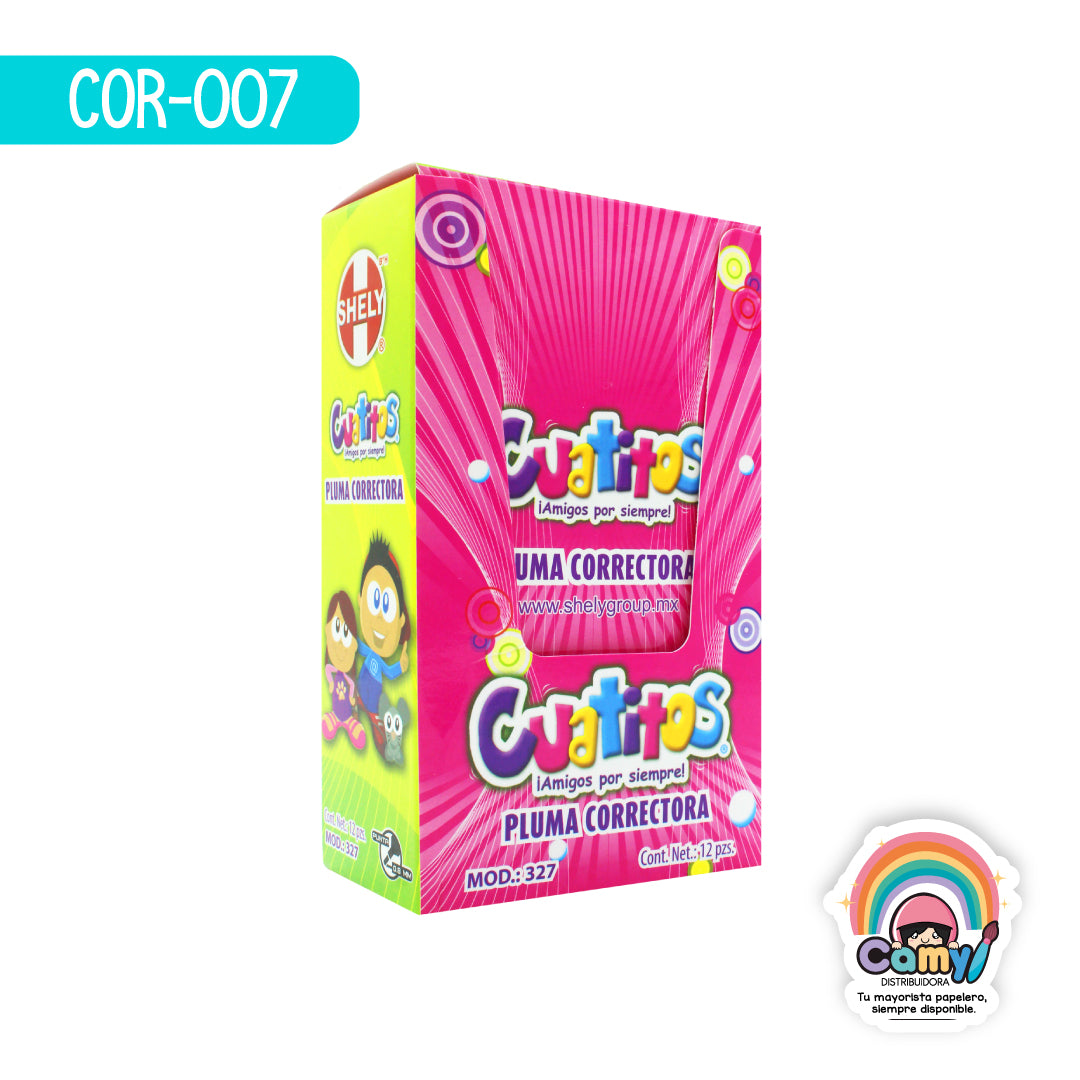 COR-007 PLUMA CORRECTORA CUATITOS CAJA C/12 MOD.327 SHELY
