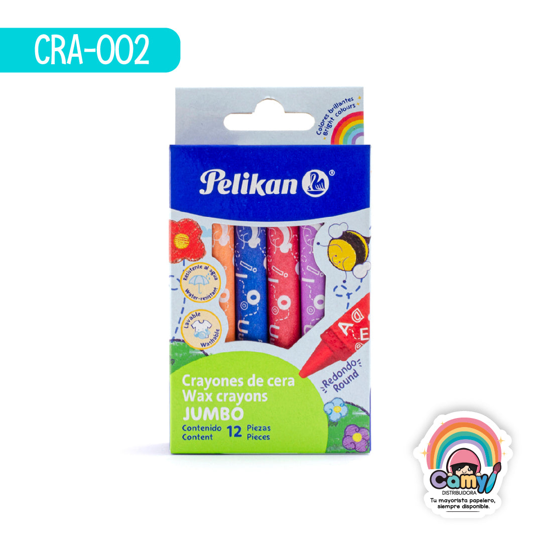 CRA-002 PELICRAYONES JUMBO C/12 PELIKAN