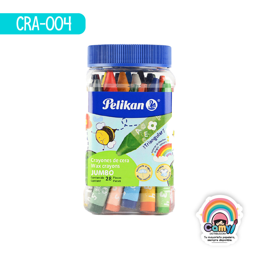 CRA-004 PELICRAYONES JUMBO TRIANG C/28 PELIKAN