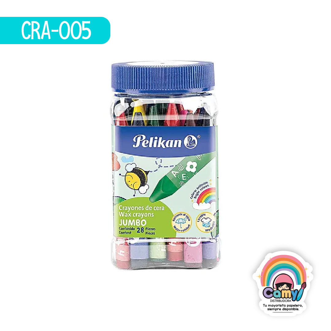 CRA-005 PELICRAYONES JUMBO REDONDO C/28 PELIKAN