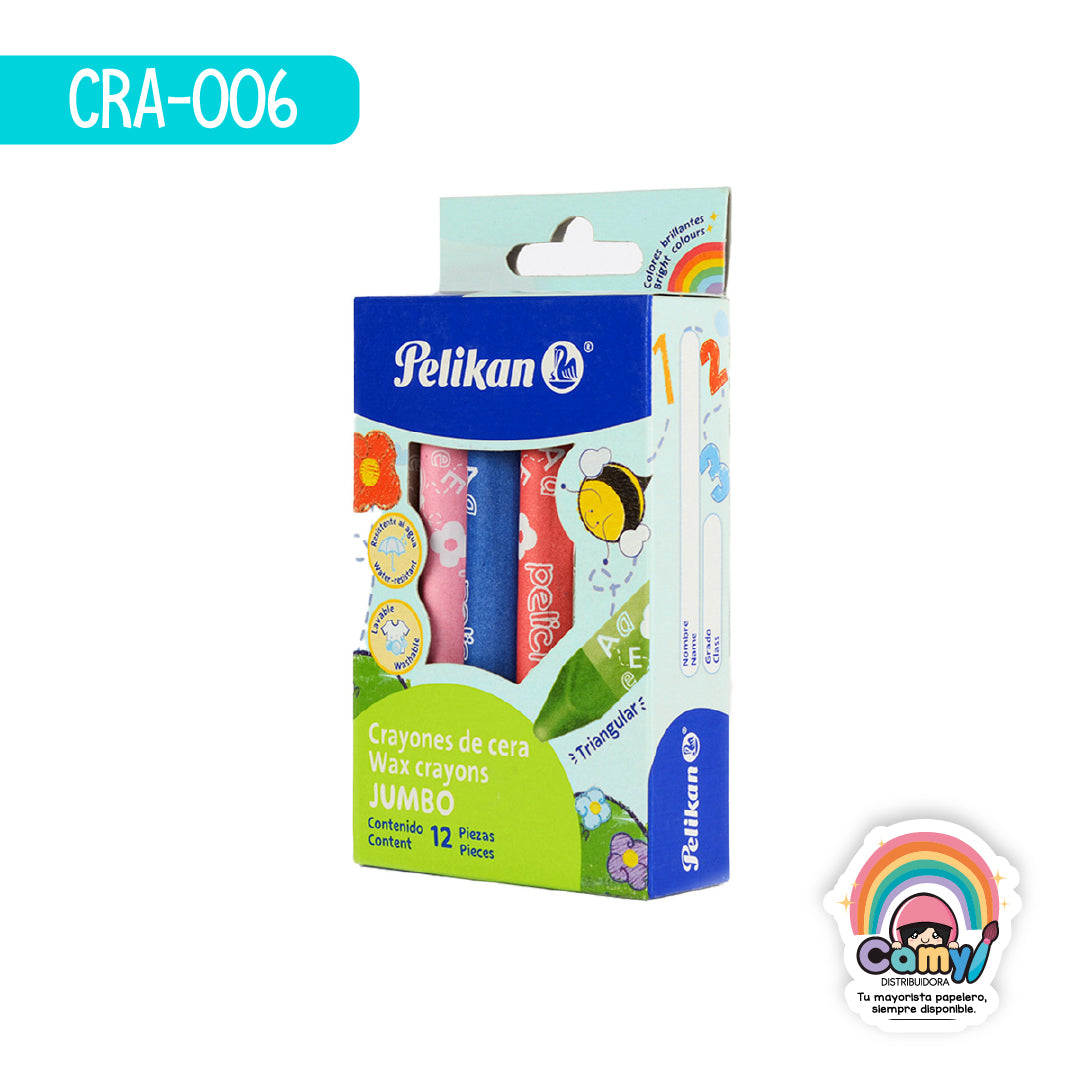 CRA-006 PELICRAYON JUMBO TRIANG C/12 PELIKAN