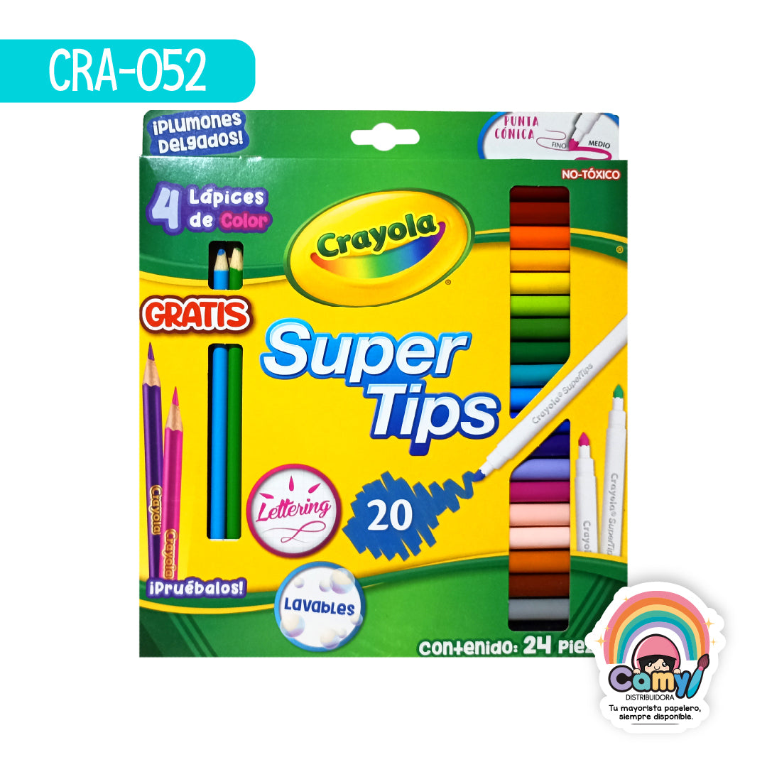 CRA-052 20 PLUMONES SUPER TIPS C/4 LAPICES CRAYOLA