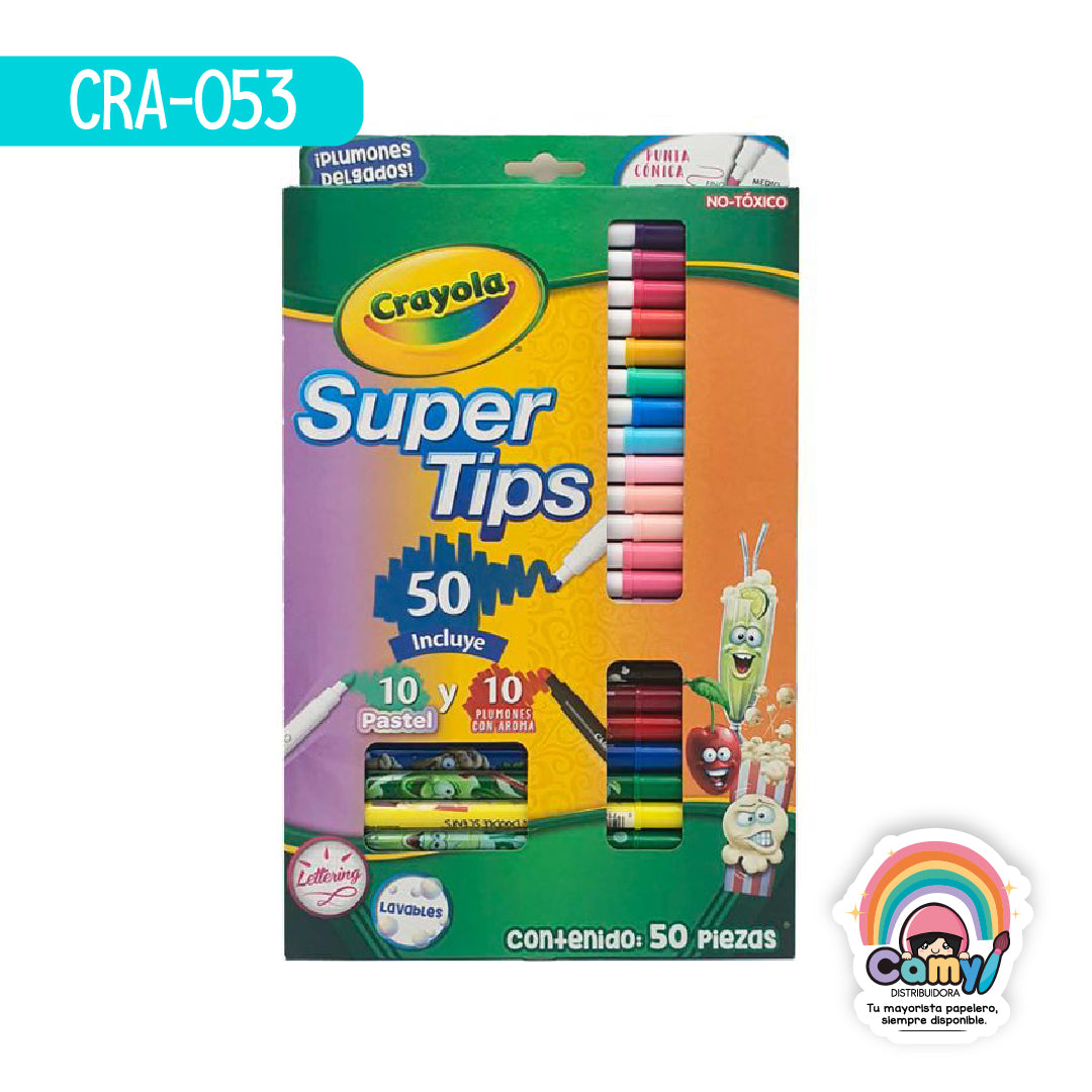CRA-053 50 PLUMONES DELGADOS CRAYOLA (10 PASTEL Y 10 AROMA
