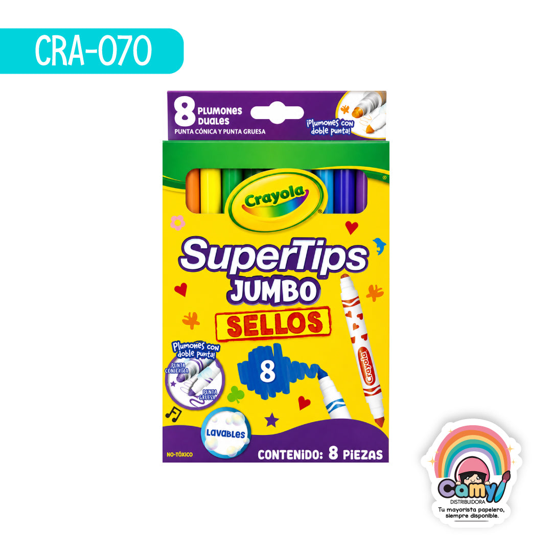 CRA-070 8 PLUMONES JUMBO STAMPER CRAYOLA