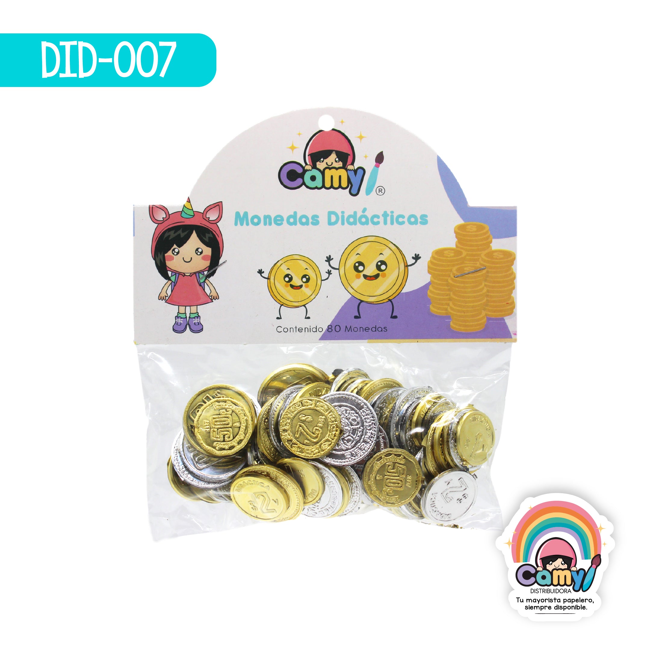 DID-007 MONEDA DIDACTICA METALIZADA CAMY C/80 PZ
